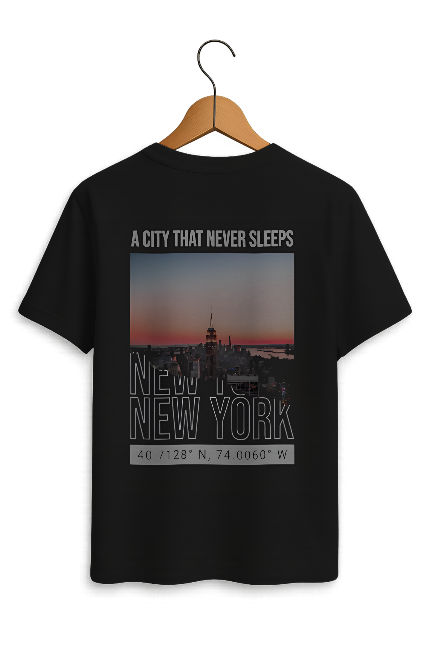 "New York - A City That Never Sleeps" Skyline Cotton T-Shirt - Minimalist Collection