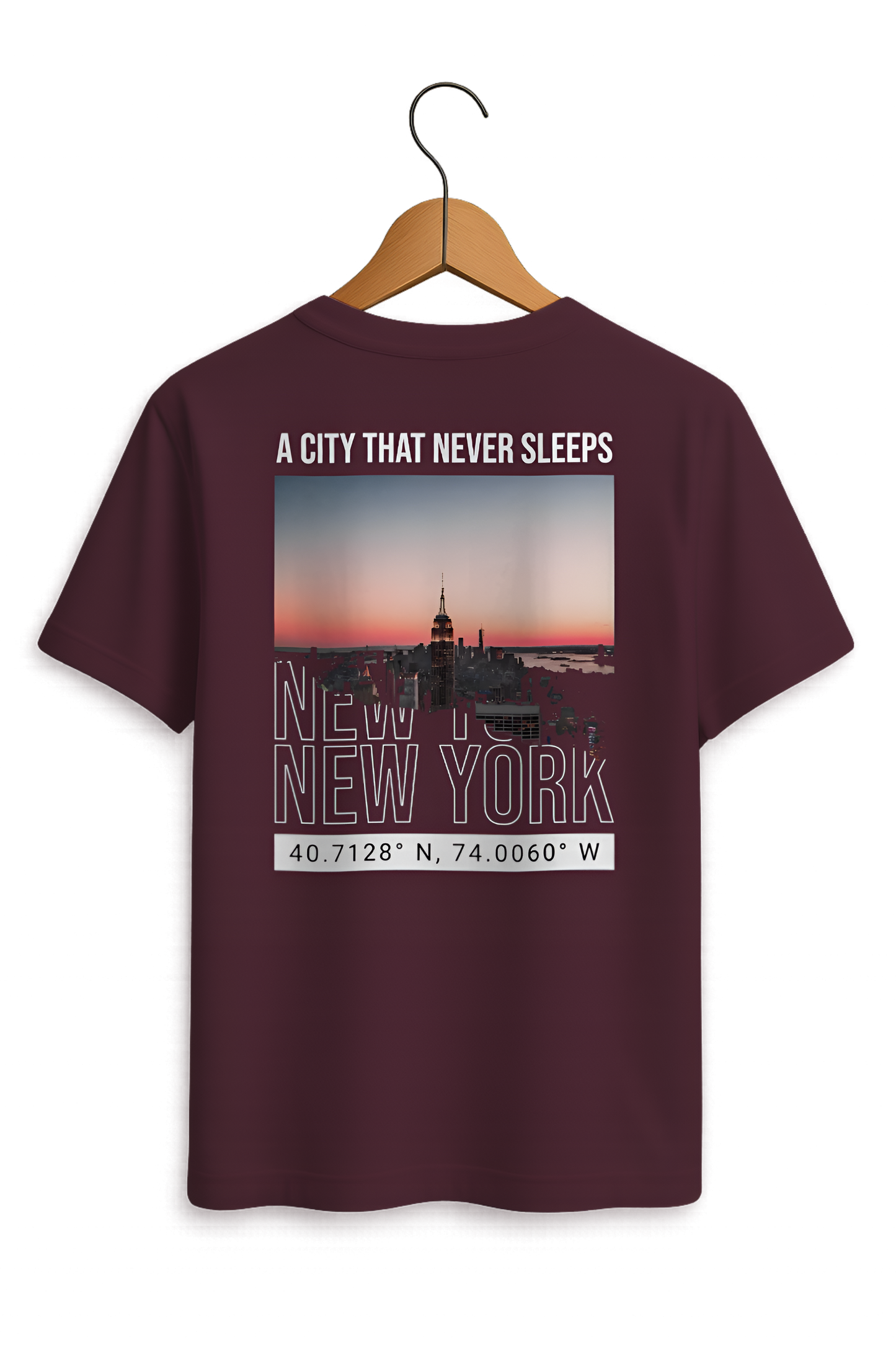 "New York - A City That Never Sleeps" Skyline Cotton T-Shirt - Minimalist Collection