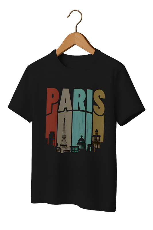 Paris Skyline Vintage Cotton T-Shirt - Minimalist Collection