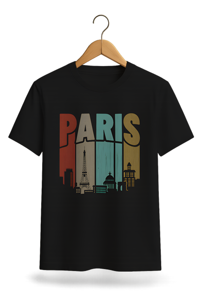 Paris Skyline Vintage Cotton T-Shirt - Minimalist Collection