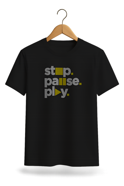 Stop Pause Play Typography Tee