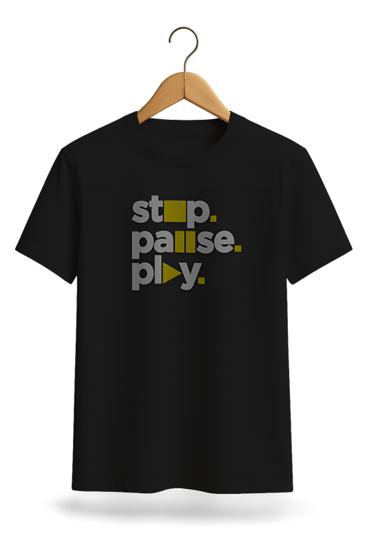Stop Pause Play Typography Tee