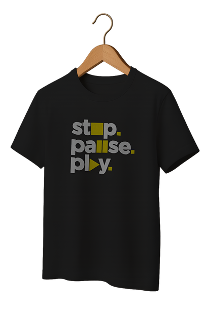 Stop Pause Play Typography Tee