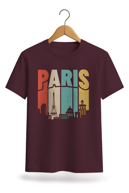 Paris Skyline Vintage Cotton T-Shirt - Minimalist Collection