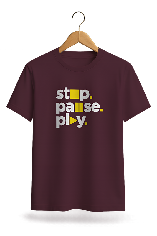 Stop Pause Play Typography Tee