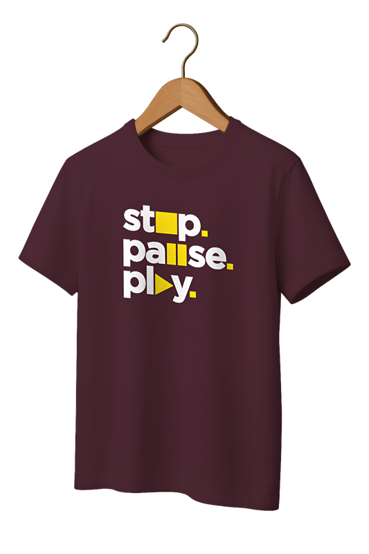 Stop Pause Play Typography Tee
