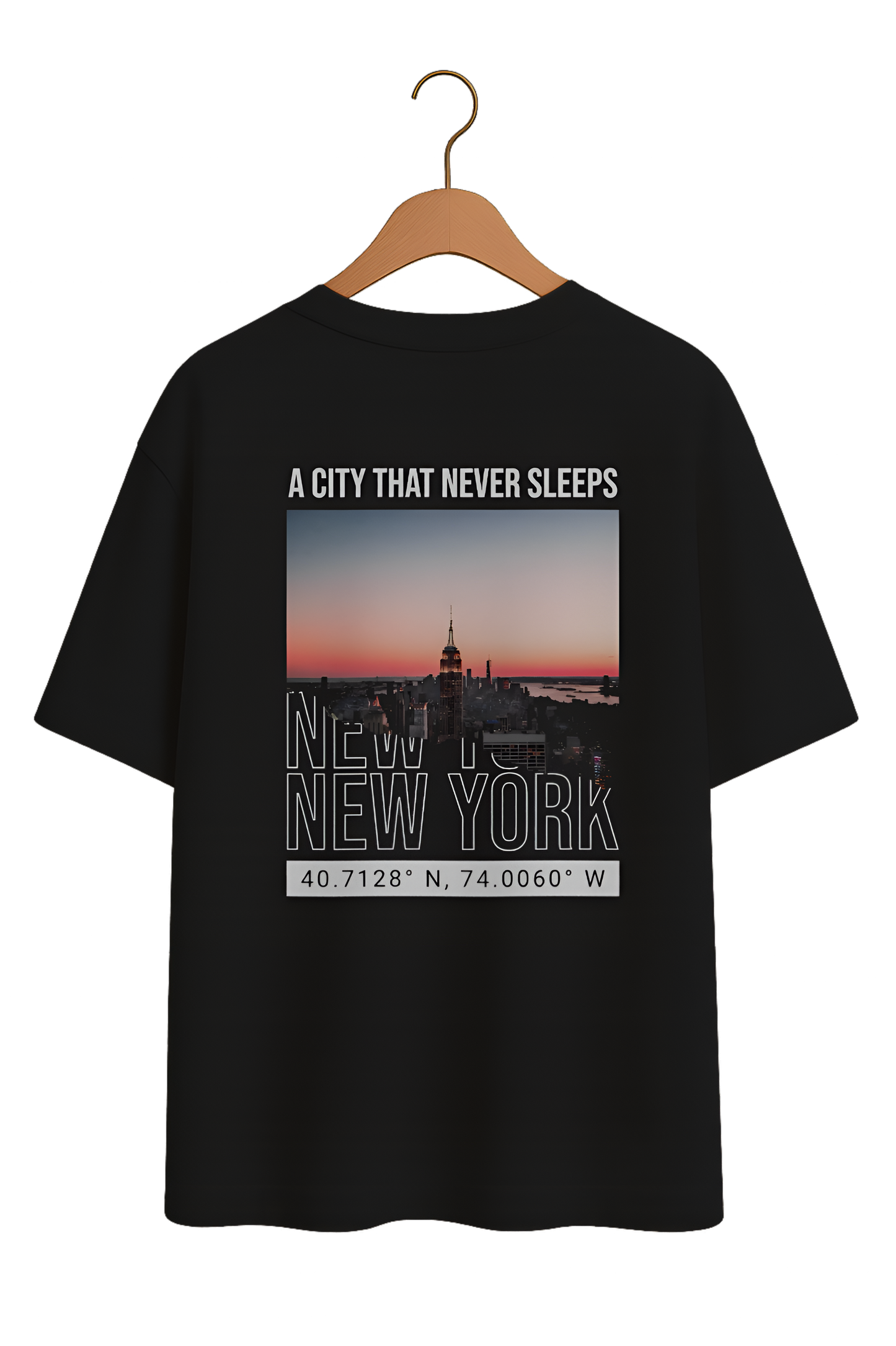 "New York - A City That Never Sleeps" Skyline Cotton T-Shirt - Minimalist Collection