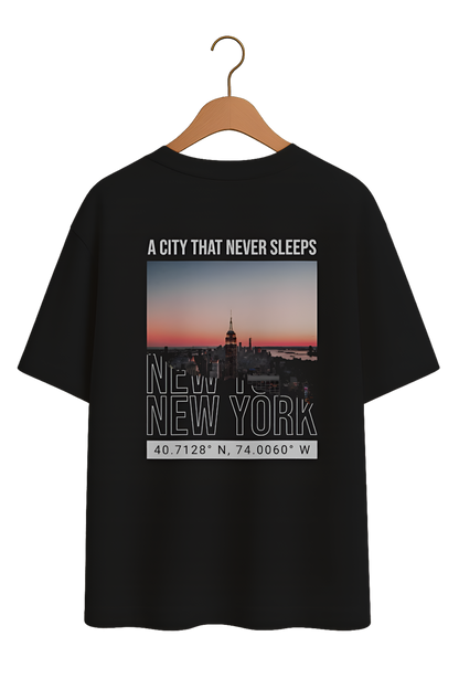 "New York - A City That Never Sleeps" Skyline Cotton T-Shirt - Minimalist Collection