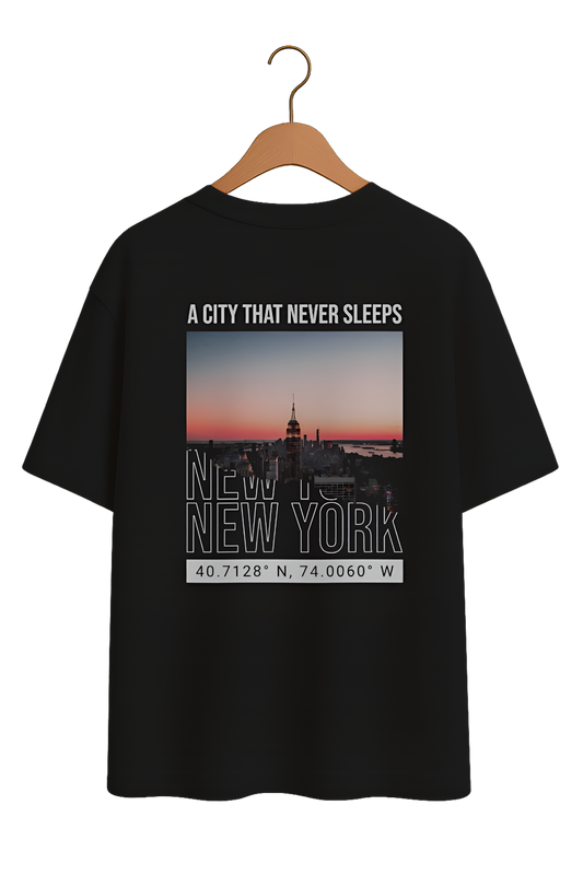 "New York - A City That Never Sleeps" Skyline Cotton T-Shirt - Minimalist Collection