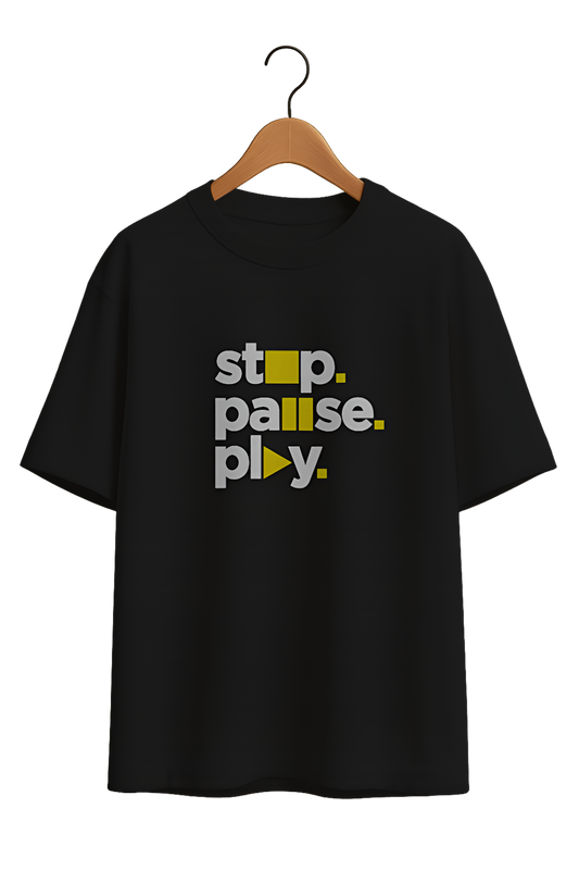 Stop Pause Play Typography Tee