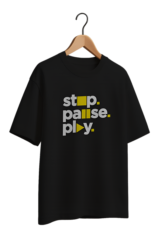 Stop Pause Play Typography Tee